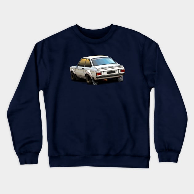 Ford Escort MK2 Rally - Illustration Crewneck Sweatshirt by Mario Ramos Rally Art